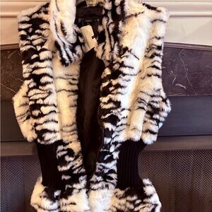 Stylish Black and White Faux Fur Vest